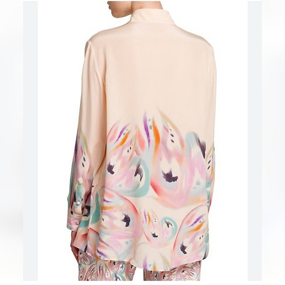NWT$1,150 ETRO Silk Butterfly Wings Abstract Oversized Crepe Shirt Blouse 46, L - Picture 5 of 16